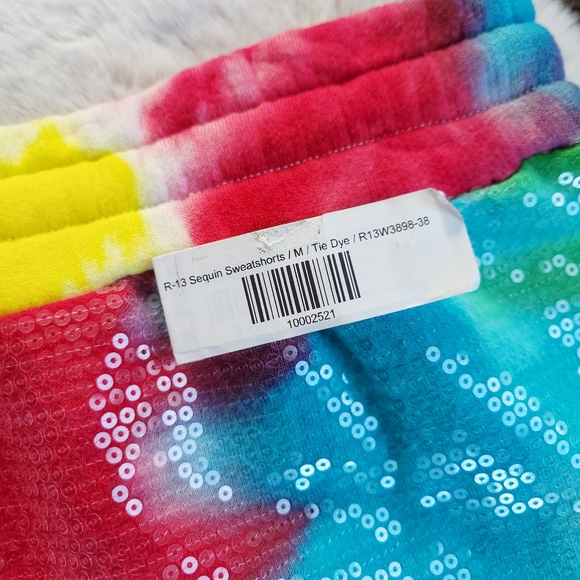 R13 Sequin Tie Dye Sweat Jadper Long Sweat Shorts Unisex - Picture 8 of 12